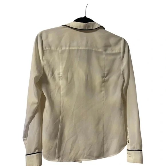 Anne Klein Cream and Black Casual Button Down Shirt - Picture 4 of 8